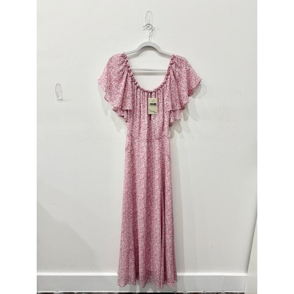 Loveshackfancy Evelyn Off the Shoulder Floral Maxi Sundress Pink Women's Size 6 - Picture 3 of 6